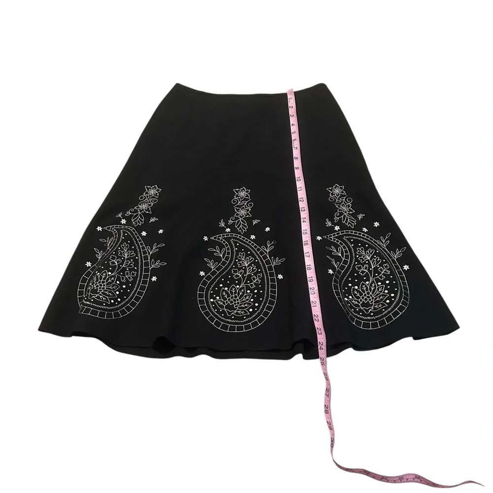 LOFT black embroidered skirt